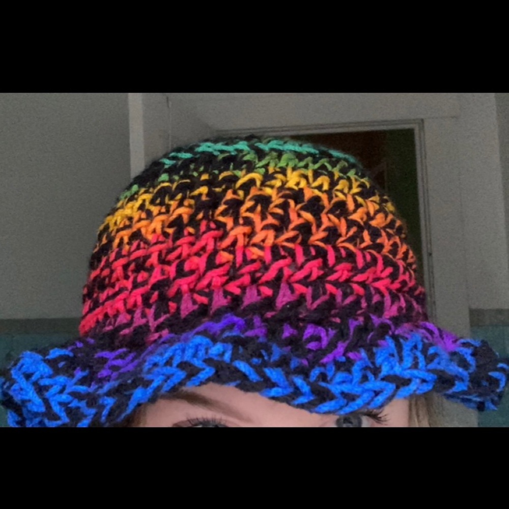 Handmade Rainbow Crochet Bucket Hat